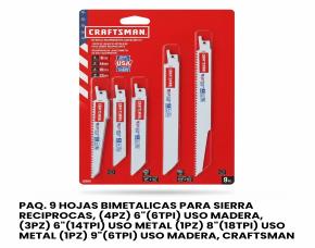 PAQ. 9 HOJAS BIMETALICAS PARA SIERRA RECIPROCAS, (4PZ) 6\