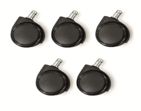 SET DE 5 RUEDAS NEGRAS 50MM PARA SILLA DE OFICINA GIRO DE 360°