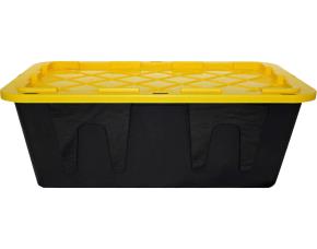 Caja Plastica Para Almacenamiento 27 Galones  Negra Tapadera Amarilla