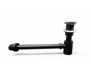 Sifon Visto Negro Base Redonda Mate Para Lavamanos De Vidrio