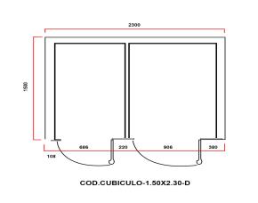 Cubiculo Acero Inoxidable 304 1.50X2.30 Derecho Para Baño Con 2 Puertas(5.3 Ml)