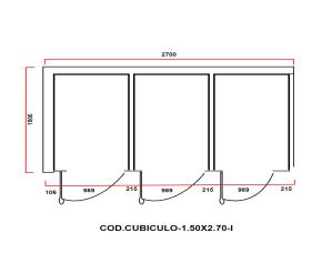 Cubiculo Acero Inoxidable 304 1.50X2.70 Izquierdo Para Baño Con 3 Puertas(7.2Ml)