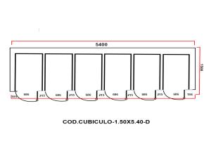 Cubiculo Acero Inoxidable 304 1.50X5.40 Derecho Para Baño Con 6 Puertas(12.90Ml)