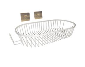 Canasta Metalica De Alambre, Ovalada Blanca Colgante 13 3/16X6 1/4X3 1/8\