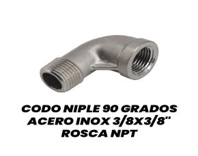 Codo Niple 90 Grados Acero Inoxidable 3/8X3/8\