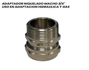 Adaptador Niq. Macho Npt 3/4 A Pe Al Pe 1/2\