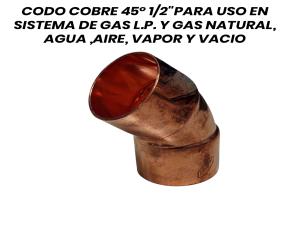 Codo Cobre 45˚ 1/2\