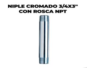NIPLE CROMADO 3/4X8\" CON ROSCA NPT