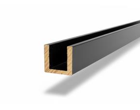 Canal Sencillo De Aluminio Negro Mate 14Mm Alto X 11.5Mm Ancho X 2Mm Espesor X 3Mt Largo