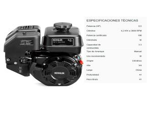 Motor Kohler/Courage 6.5Hp/196Cc Gasolina, Eje 3/4\