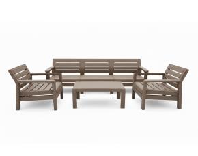 Sala Baru 5 Piezas Mocca (1 Mesa/2 Sillas/1 Silla Triple)