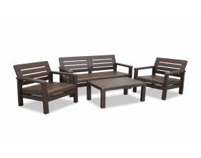 Sala Baru 4 Piezas Wengue (1 Mesa/2 Sillas/1 Silla Doble)