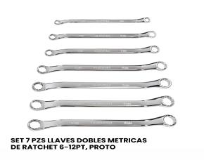 Set 7 Pzs Llaves Dobles Metricas De Ratchet 6-12Pt, Proto