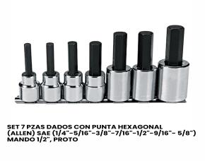 Set 7 Pzas Dados Con Punta Hexagonal (Allen) Sae  (1/4\