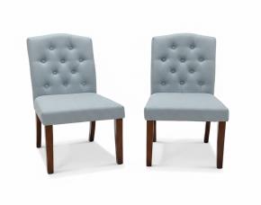 Jgo. 2 Sillas P/Comedor Tapizadas Azul Claro C/Patas D/Madera Cafe, Stylewell.