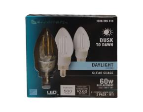 Paq. 3 Bombillos Claro Led Tipo Torpedo 5W=60W C/Filamento, 5000K,E12,Dimeable, Daylight,500Lu...