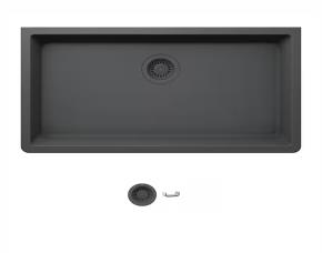 Lavatrasto De Cocina Granito Sintetico Gris Carbon 33\