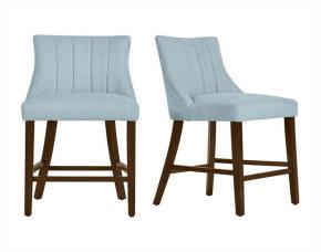 Jgo. 2 Sillas Azul Turquesa D/Madera Tapizado Para Barra-Comedor, Stylewell.