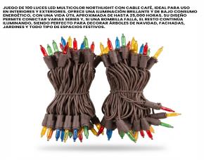 Caja De 100 Luces Led Mini Navideñas Blanco Calido, 34.25′ Largo, Cable Cafe, Northlight.