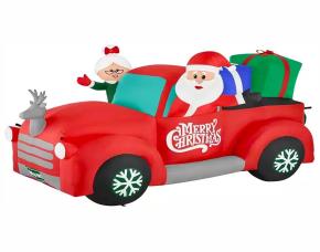 MUÑECO INFLABLE SANTA CLAUS EN AUTO NAVIDEÑO 8.5 CON LUCES LED MULTICOLOR PARA USO INTER-EXTER.