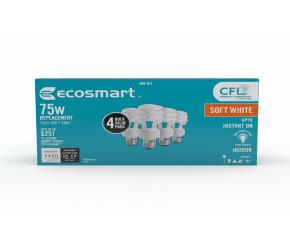 Paq. 4 Bombillos Tipo Espiral 75W=18W Gp19 Compacto Ahorrador Fluorescente, No-Dimeable, Soft ...