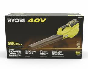 Soplador De Aire (Blower) Ryobi 40V 4,0Ah 550 Cfm Y 120 Mph Incluye Bateria Y Cargador