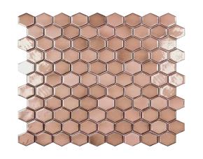 PLIEGO DE MOSAICO VIDRIO 30X30CMX6MM (300X300MM) HEXAGONAL BRONCE