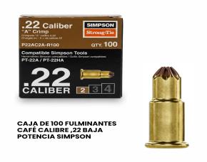CAJA DE 100 FULMINANTES CAFÉ CALIBRE ,22 BAJA POTENCIA SIMPSON