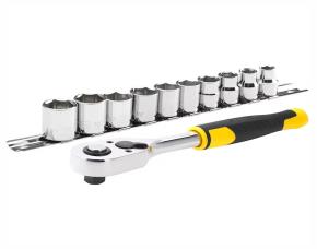 Set 11 Pzas (1)Ratchet De 72 Dientes (10) Dados Metricos (8Mm A 17Mm) Mando 3/8\