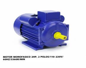 Motor Monofasico 2Hp, 2 Polos/110-220V/60Hz/3360R/Min