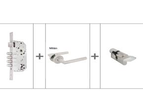 Kit Cerradura Embutir 50Mm 4Pines C/Manija Milan C/Cilindro Sencillo Ss, Descont.ahora Ya-1149...