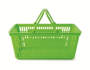 CANASTA PARA COMPRAS SIN LOGO 460X320X250MM DOBLE ASA, VERDE