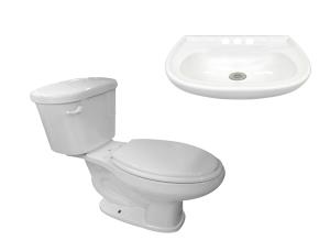 Promo Tulipan Redondo Blanco (Inod+Tanq+Asient+Lavabo/Sin Pedes+Llave Doble)