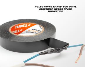 Rollo Cinta 3/4X60 Eco Vinyl Electrica Negro P/Uso Domestico