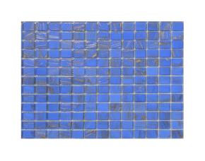 Pliego De Mosaico Vidrio 33X33Cm(20X20Mm) Azul Medio/Oro