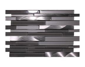 Pliego De Mosaico Vidrio/Metal 29.7X300Cmx6Mm (297X300Mm)Blanco/Metalgris