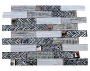 Pliego De Mosaico De  Vidrio Gris/Blanco 30X30.4Cm