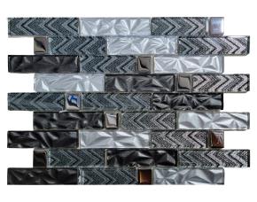 Pliego  De Mosaico De  Vidrio Gris/Negro 30X30.4Cm