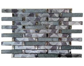 Pliego De Mosaico De  Vidrio Gris/Piedra Blanca 30X33.5Cmplie