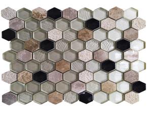 Pliego Mosaico Mixto Con Piedra Y Vidrio Rombo 30X32Cm
