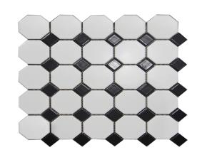 Unidad Pliego De Ceram.octag.blco C/Rombo Negro 30X30Cm (6Mm) Mate