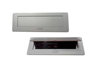 Caja Empotrable De Metal Gris Con Puertos: 2 Interruptores, 1 Hdmi, 1 Usb, 1 Vga, 2 Puertos Rj...