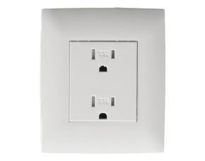 Tomacorriente Duplex Con Placa 15A/125-250V/2P/3Cables, Blanco, Linea 100
