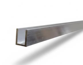 Canal Sencillo De Aluminio Natural 21Mm Alto X 13.5 Mm Ancho X 2Mm Espesor X 3Mt Largo