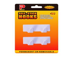 Paquete 2 Ganchos Plastico Blanco 2.5X8Cm Con Adhesivo Capacidad 1Kg