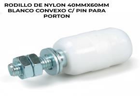 Rodillo De Nylon 40Mmx60Mm Blanco Convexo C/ Pin Para Porton