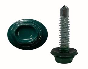 Tornillo 14-14X1-1/2  Techo Punta Broca C/ Arandela Verde Galvanizado