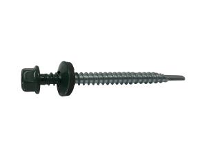Paq 200 Tornillo  14-14X2-1/2  Techo Punta Broca C/Arandela Verde Galvanizado