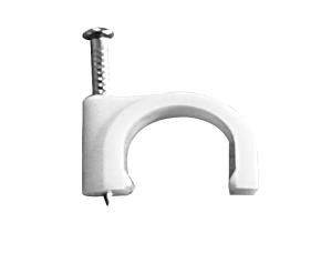 Grapa 8 Mm Aislante Insulada Plastico Para Cable Circular Con Clavo Natural/Pulido