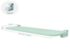Repisa Recta Kids 3/4X8X24 Verde Con Soporte